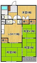 エメラルドマンション牧山A棟 302号室 3階