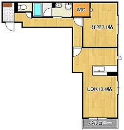 アンセルモ祇園 1LDKの間取図画像