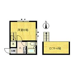 ＭＩＫＵＮＩ　ＢＬＡＣＫ 2階1Kの間取り