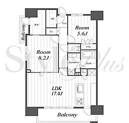 アンアージュ白壁 12階2LDKの間取り