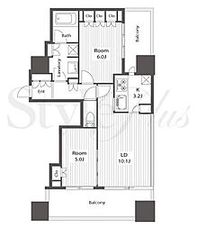 シティタワー名古屋久屋大通公園 8階2LDKの間取り