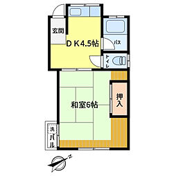 小山荘 2階1Kの間取り