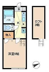 ガーデンドルチェ 2階1Kの間取り