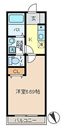マートハイム金町 1Kの間取図画像