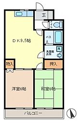 パークハイツ平野 2DKの間取図画像