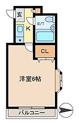 ラッセル南水元 1Kの間取図画像