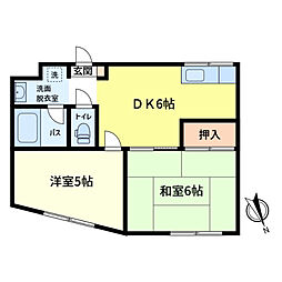 第1吉岡マンション 2DKの間取図画像