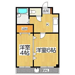 グレースコーポ大塚 2階2Kの間取り