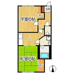 阪急京都本線 西院駅 徒歩10分の賃貸テラスハウス 2Kの間取り