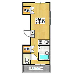 ラカサカンタール 2階1Kの間取り