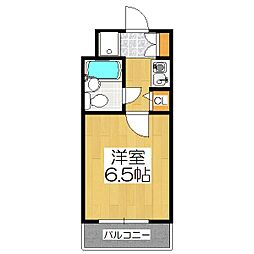 グランデール山科 1階1Kの間取り