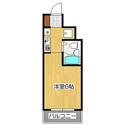パルティール御陵 2階ワンルームの間取り