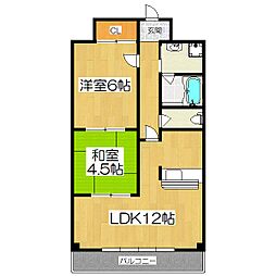 グレースコート洛 2階2LDKの間取り