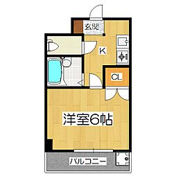 リバティ92 1階1Kの間取り
