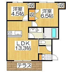シャーメゾン・ソラーナ 1階2LDKの間取り