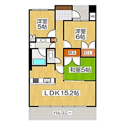 ブリリア京都山科 2階3LDKの間取り