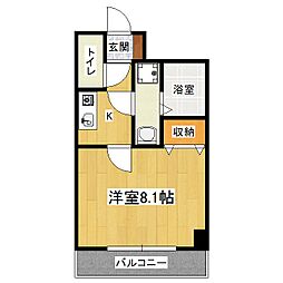 LACASA山科 3階1Kの間取り