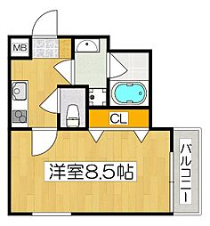仮）長岡京市神足3丁目マンション 4階1Kの間取り