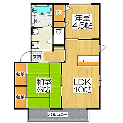 グランシード竹鼻 1階2LDKの間取り