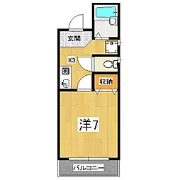 エクセレント山田 3階1Kの間取り