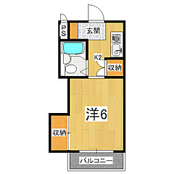 サキゾー東野ビル 1Kの間取図画像