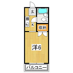 ハイツコワフュール ワンルームの間取図画像