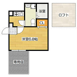 ベルビュー深草 ワンルームの間取図画像