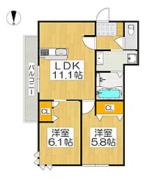 ウェステリア太秦天神川 2LDKの間取図画像