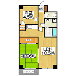 グランドハイツ加陽 2LDKの間取図画像