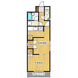 パインベルテ御陵 1DKの間取図画像