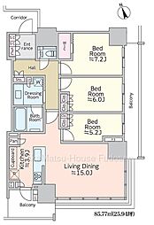 ブランズタワー芝浦　29階部分 3LDKの間取り