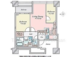白金ザ・スカイ東棟 2LDKの間取図画像