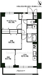 ライオンズステーションプラザ千歳烏山 2SLDKの間取図画像