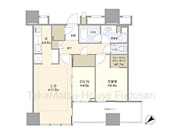 パークコート千代田富士見ザタワー 1SLDKの間取図画像