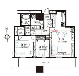 クレストプライムタワー芝 2LDKの間取図画像