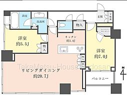 シティタワーズ豊洲ザ・シンボル 2LDKの間取図画像