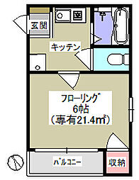 サンフォレスト 1Kの間取図画像