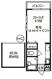 メゾンフルール ワンルームの間取図画像