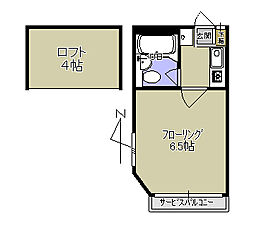 新日コーポ 1Kの間取図画像
