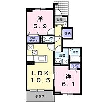 ヴィラ・パセーオ　III 103 ｜ 福岡県朝倉市甘木1266番地1（賃貸アパート2LDK・1階・53.95㎡） その2