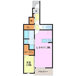 ウィリングブリス　A棟 1階1LDKの間取り
