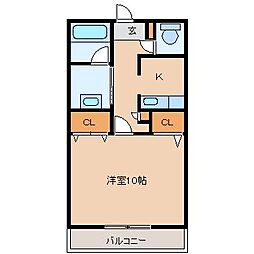 エクセランス・ド・シュレーリン 1階1Kの間取り