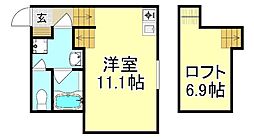 SOLANA 2階ワンルームの間取り