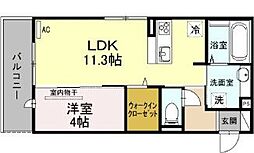 エディーハウスIII 1階1LDKの間取り