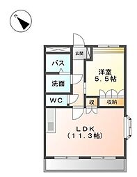 サンコートレジデンス 2階1LDKの間取り