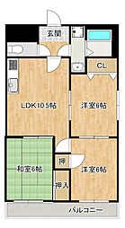 小郡NTビル 6階3LDKの間取り