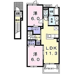 サニープレイス 2LDKの間取図画像