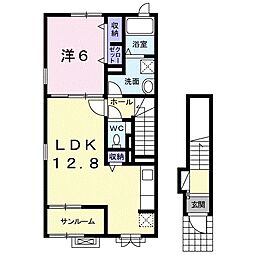 ジュネス 1LDKの間取図画像