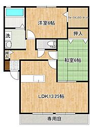セジュール紫苑B 2LDKの間取図画像