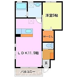 クォーレ 1LDKの間取図画像